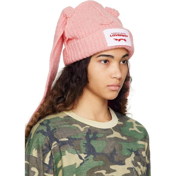 Cute Bunny Beanie Hat for Women Men Long Ears Slouchy Cat Ear Crochet Winter Cap - Picture 2 of 7